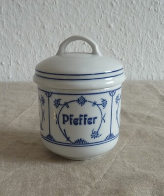 Vorratsdose Pfeffer Jäger Porzellan Original Blau Saks -  Made in GDR