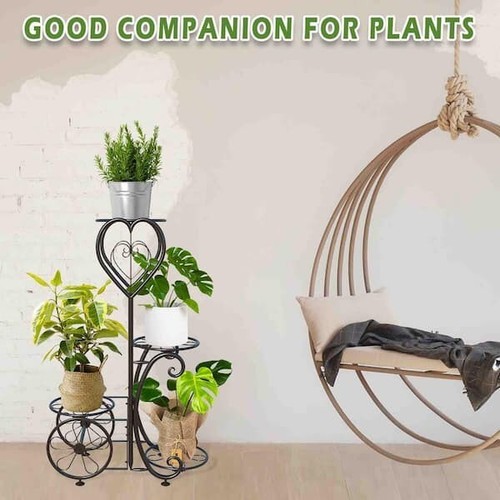 30 in. Outdoor/Indoor Black Metal Plant Stand - Picture 4 of 7