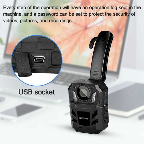 Retevis RT77B Body Camera na ciele Noszona kamera 1440P 4000mAh Kamera wideo FHD - Zdjęcie 7 z 9