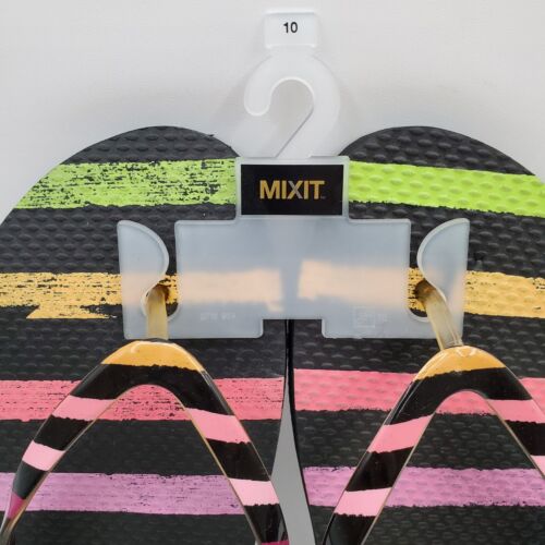 Scarpe perizoma arcobaleno donna 10 infradito nero gomma multicolore a righe nuove - Foto 3 di 15