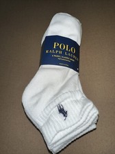 Polo Ralph Lauren Men 6 Pair Classic Sport Quarter Socks 6-12.5 White