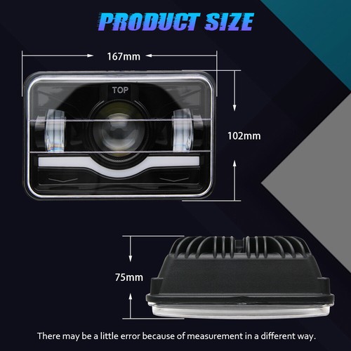 4pc 4x6" LED Headlight FOR Freightliner Classic XL Kenworth Peterbilt Red DRL - Picture 5 of 12