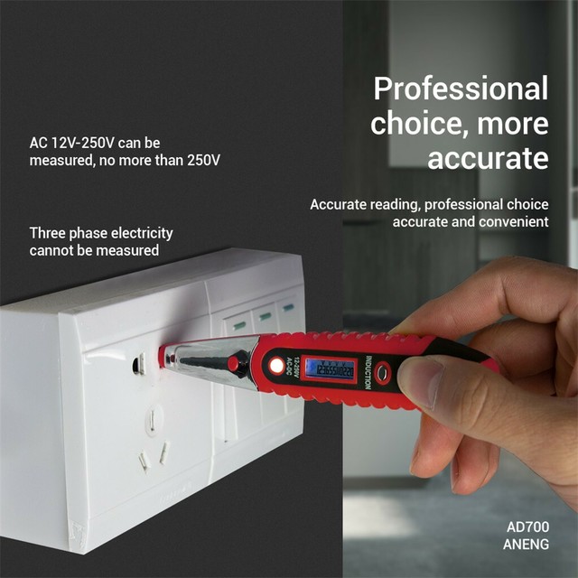 Digitaler Spannungsprüfer 12V-250V AC//DC LC-Display
