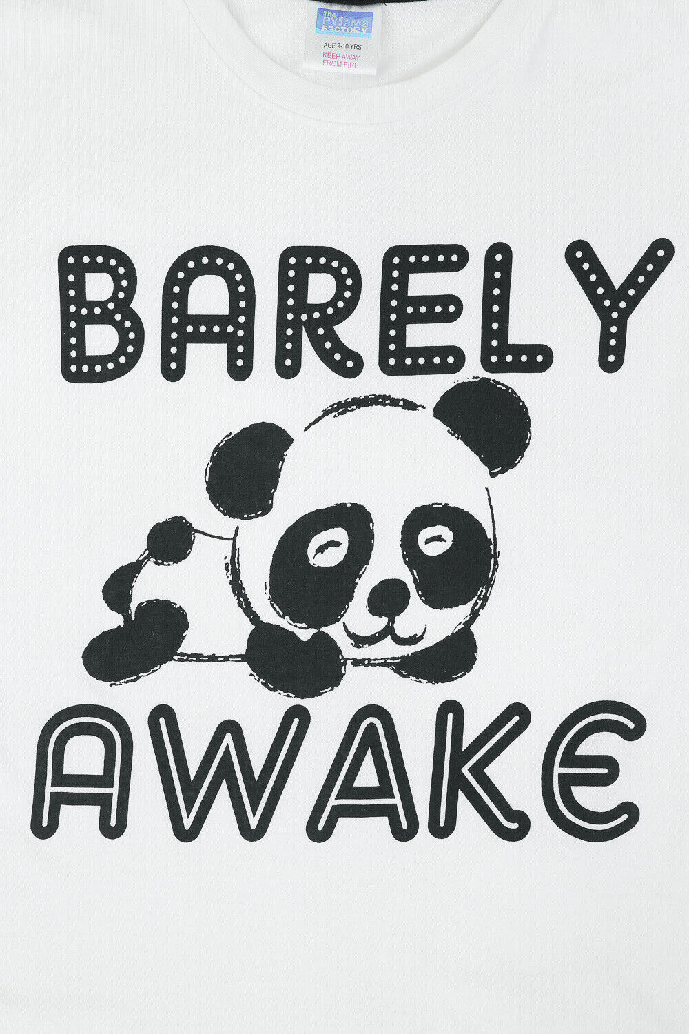 Girls Barely Awake Panda Long Pyjamas Black and White 9 to 16 Years