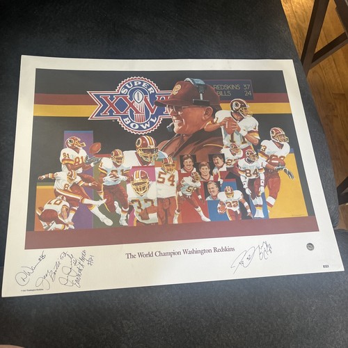 Hand (6) Signed Redskins Super Bowl XXVI 16x20  Lithograph Hologram