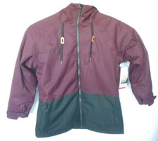 Pulse Women's Size Xl Burgundy Black Full Zip Warm Jacket With Hood And Pockets