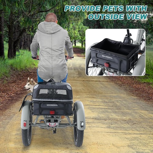 MOONCOOL 20" Foldable Fat Tire Electric Tricycle 500W w / Rear Bag & 48V Battery - Picture 12 of 57