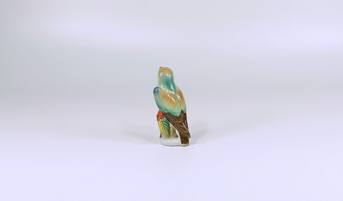 HEREND, GREEN SINGER BIRD ON A BRANCH 3", HANDPAINTED PORCELAIN FIGURINE (B148) - Picture 7 of 12