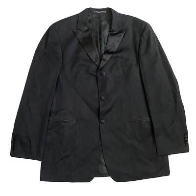 Hugo Boss Super 100 Black Wool Tuxedo Jacket Button Satin Lapel Classic 