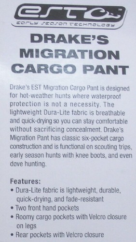 Drake Waterfowl DW3140-015-2 Est Duralite Cargo Pant Max5 Camo Medium - Picture 4 of 5