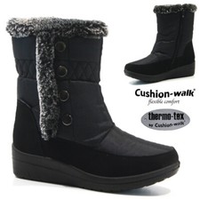 LADIES WINTER WARM WALKING SNOW BOOTS RAIN THERMAL COMFORT MID CALF ANKLE SIZE