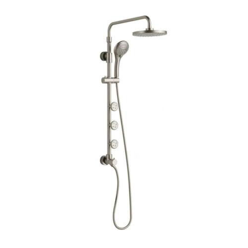 Pulse Showerspas Dual Shower Heads 5-Spray Wall Mount Heads In Brushed Nickel