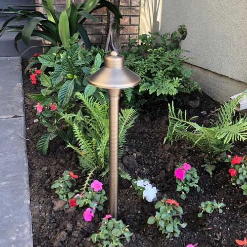 4 Pk Solid Brass LED 12V Path Light Antique Bronze Outdoor Landscape Lighting - Picture 5 of 10