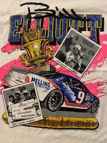 Vtg NASCAR Racing T Shirt Winston Cup Champ Bill Elliott Never Worn Neon NOS - Picture 2 of 9