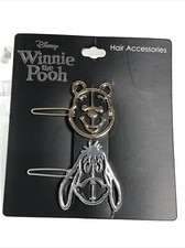 New Disney Winnie The Pooh  Eeyore Line Art Hair Clips Barrette 2 Pc Set