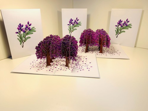 ORIGAMI POP CARDS Jacaranda Tree Forrest Love Up Greeting Card Happy Mothers Day - Picture 9 of 12