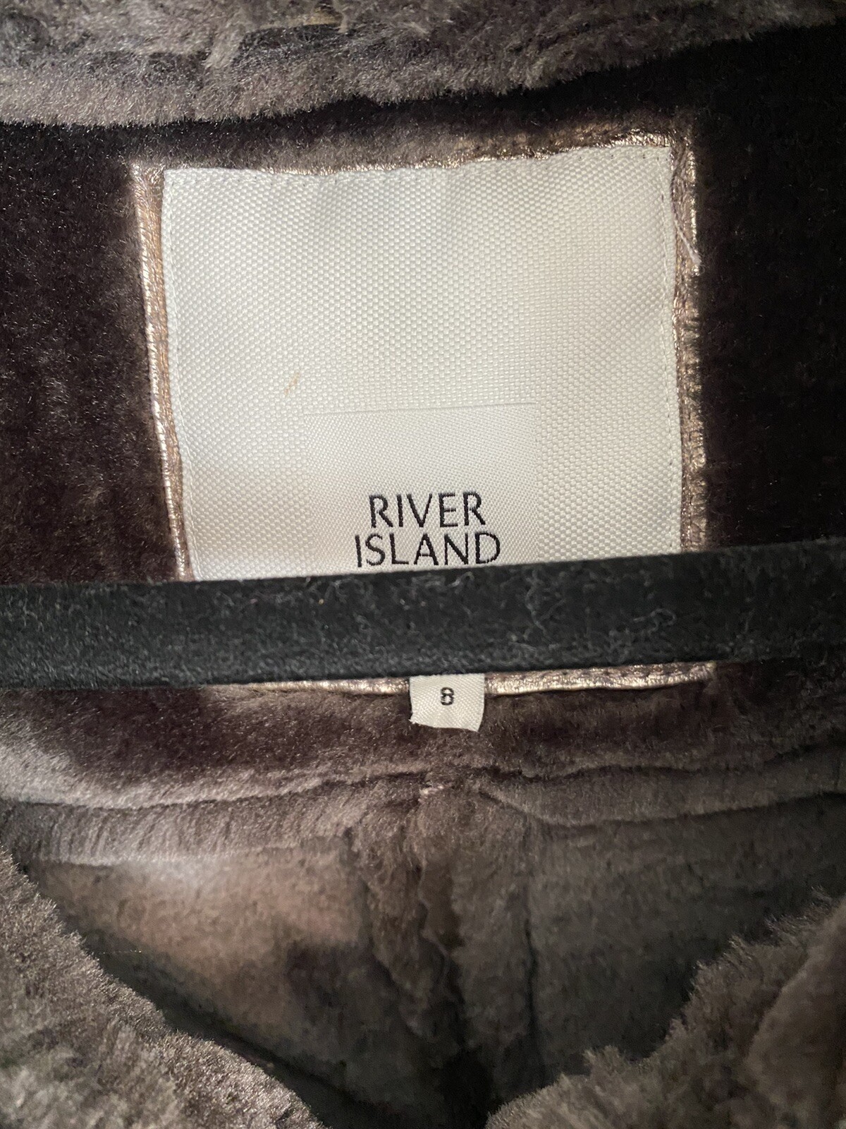 River Island Gold Faux Leather Jacket Size US 4 Eur34… Gem