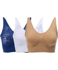 Rhonda Shear 3-pack Ahh Bra w Lace Detail Beige/White/Dusk Sky