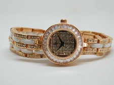 Sun Key Time 2310 Austria Crystal Ceramic Women's Watch Sz. 6 1/2" New Battery