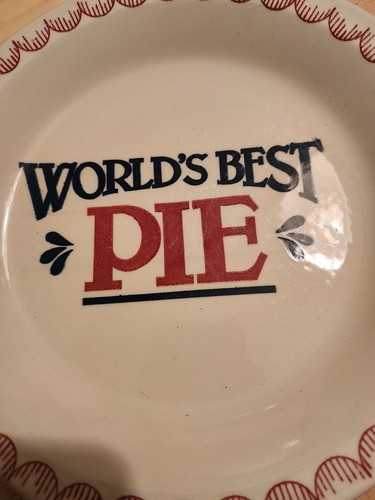 Pie Dish "Worlds Best Pie" 10" Vtg Mt Clemens Pottert - Picture 2 of 4