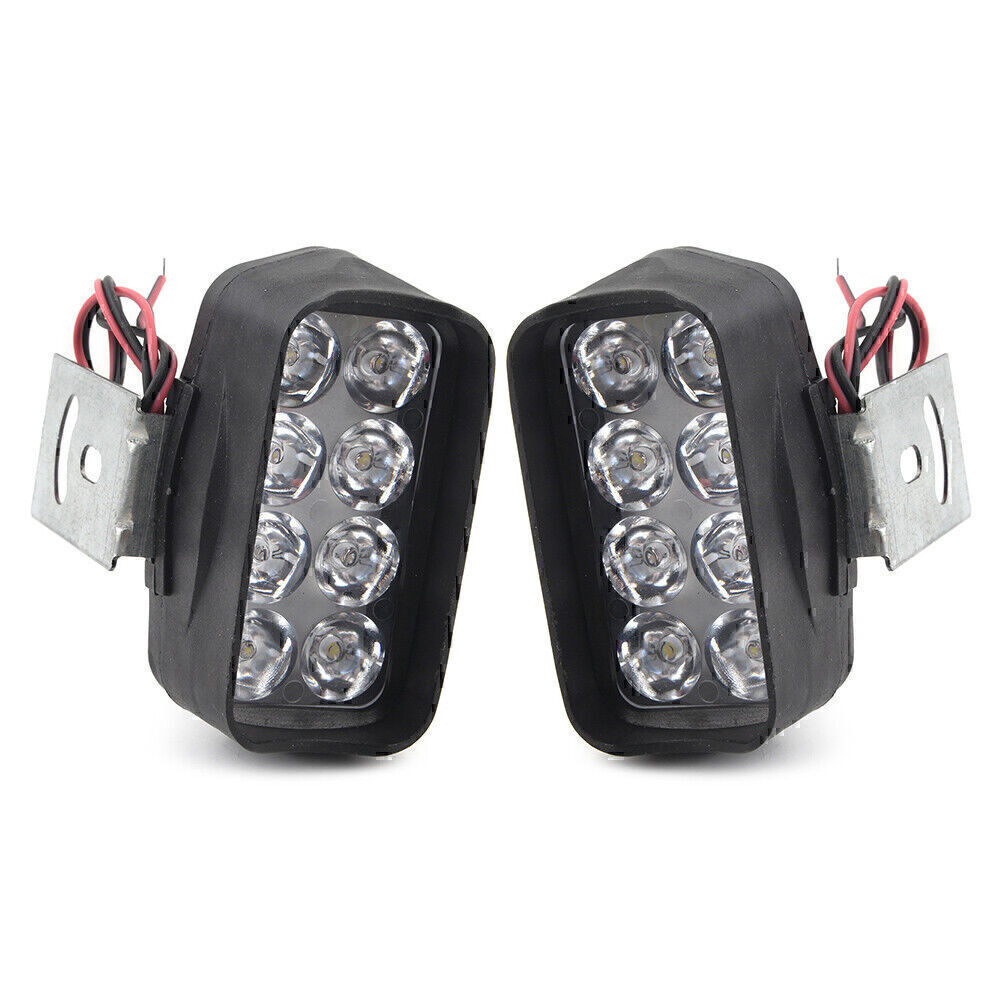 2x Motorcycle Headlight Spot Fog Light 8-LED Headlamp Fit