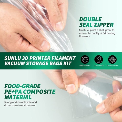 SUNLU 3D Printer Filament Vacuum Storage Kits 8PCS Sealing Bags Remove Moisture - Photo 6/9
