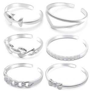 KEZEF Creations High Polished Sterling Silver CZ Toe Ring for Women