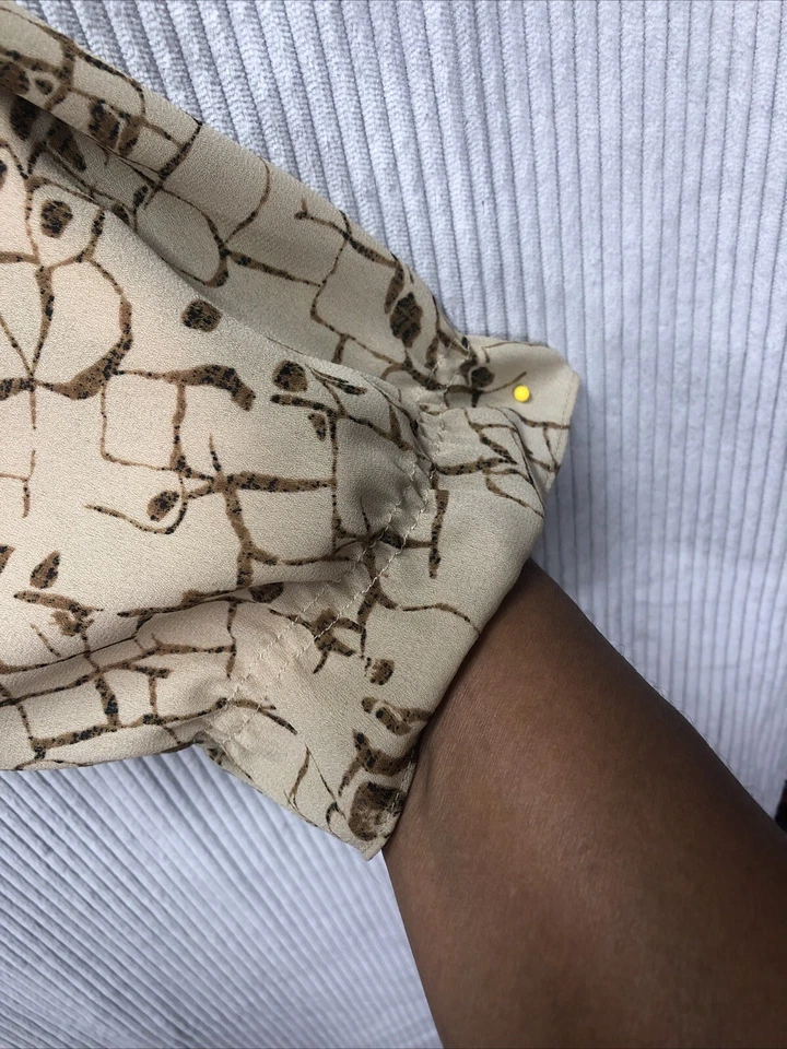 Блузка Nine & Company 10 галстук лента декольте желтовато-коричневый коричневый большой принт из змеиной кожи - Изображение 3 из 4