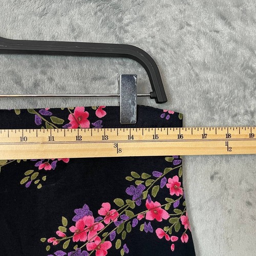 Whimsigoth Black Dark Floral Slit A-Line Maxi Skirt 1X Cottagecore Garden Party - Picture 4 of 7