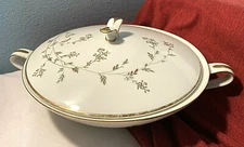 VTG 1954 Noritake ANDREA-Covered Dish w/Lid (2 pcs)-5524-Gold Flowers/Gray Stems