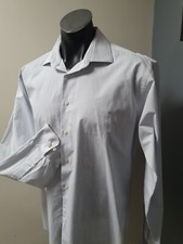 CALVIN KLEIN 100 Cotton SHIRT with Light Grey Fine Checks. Sz 43 / 92 L-XL