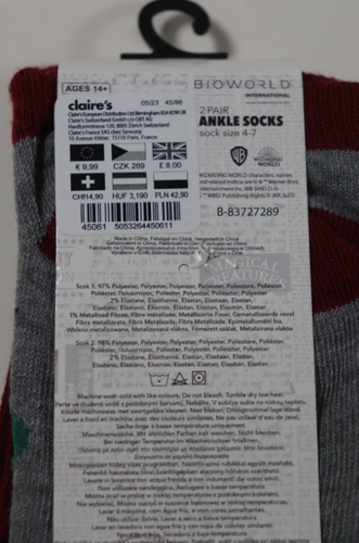 CLAIRE'S - HARRY POTTER - HOGWARTS - GORRA DE BÉISBOL BORGOÑA + CONJUNTO DE CALCETINES TOBILLEROS - Imagen 14 de 14