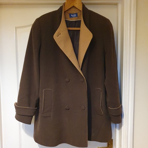 Kesta London Women's Brown Wool Cashmere Coat UK Size 16