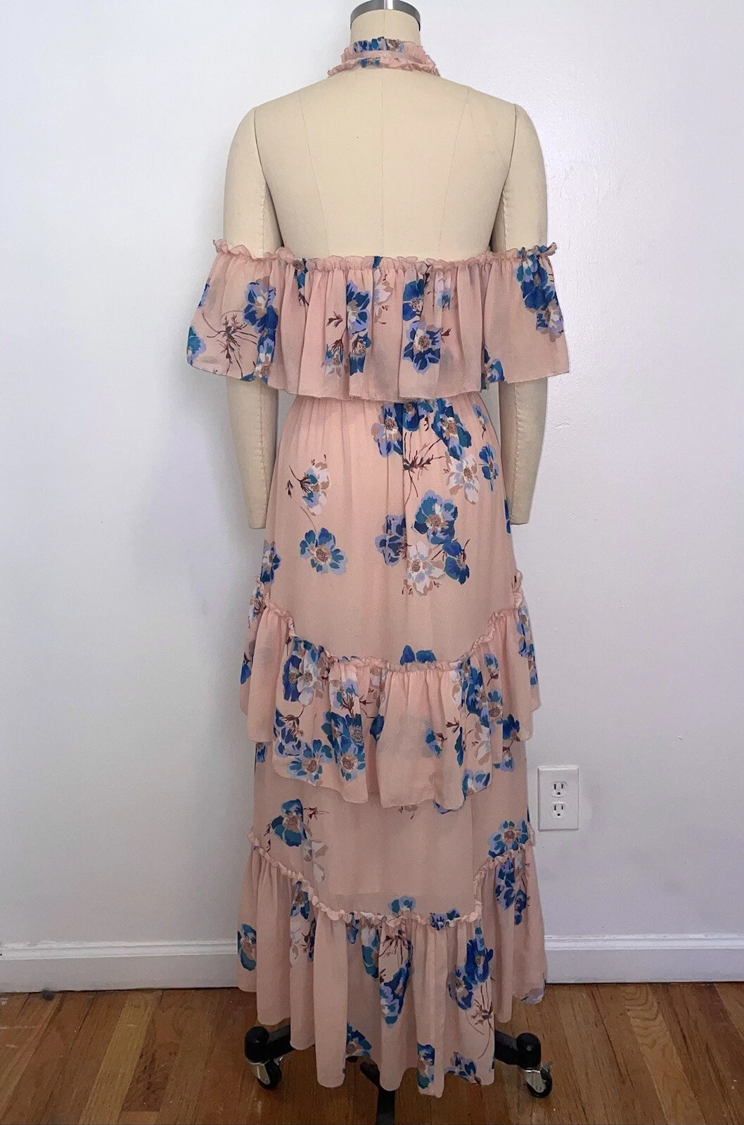 VALENTINO Abito Ulla Johnson Valentine seta floreale tg 4 rosa hi basso freddo spalle scoperte