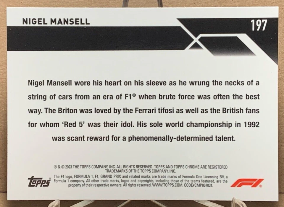 Nigel Mansell 2023 Topps Chrome #197 Checker Flag X-Fractor - Image 2 of 2