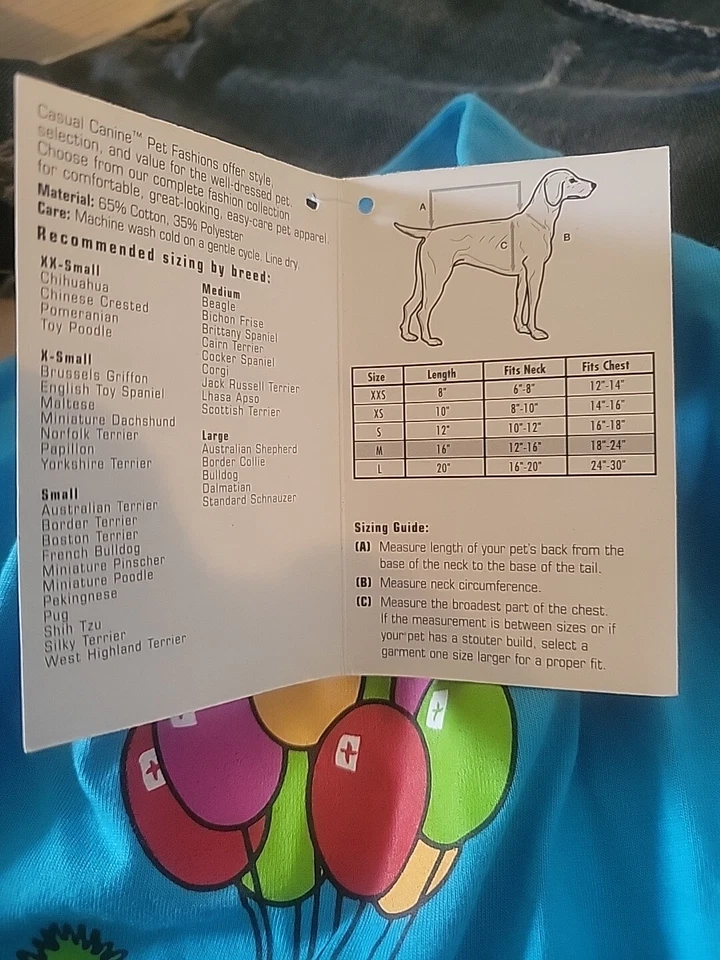 Nueva con etiquetas Camiseta Fiesta Animal CASUAL CANINE Perro. Ropa M Mediana Cumpleaños Año Nuevo Foto 3 de 4