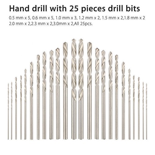26 Pcs Alloy Precision Pin Vise Hobby Drill Mini Micro Hand Drill Bits Tools Set - Bild 3 von 8