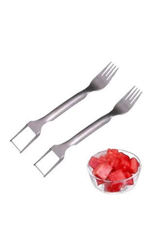 2PCS Watermelon Slicer Cutter,2-in-1 Fork Stainless Steel Fruit Cutting Artifact - Picture 2 of 2