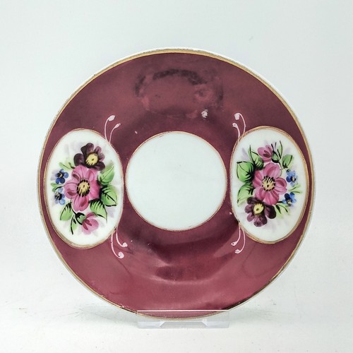Antique Gardner Imperial Russian Ruby Colour Hand Painted Porcelain Cup & Saucer - Picture 6 of 15