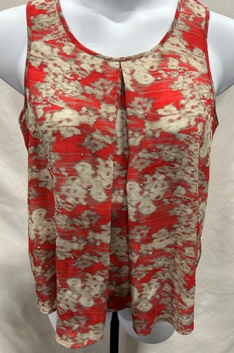 Juicy Couture ladies size M sleeveless blouse with floral print and rhinestones. - Picture 3 of 10