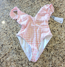 Southern Tide Women's One Piece Swimsuit Quartz Pink Gingham size M