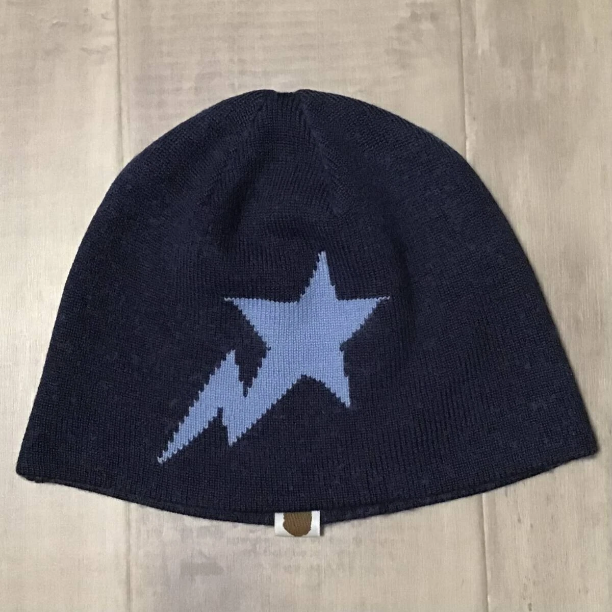 BAPE STA logo beanie knit cap a bathing ape star NIGO Navy | eBay