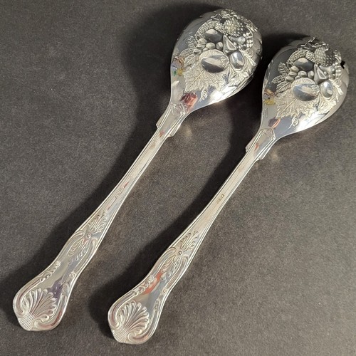 Vintage Italy Serving Fork & Spoon Salad Set Embossed Fruit Silverplate - Picture 9 of 9