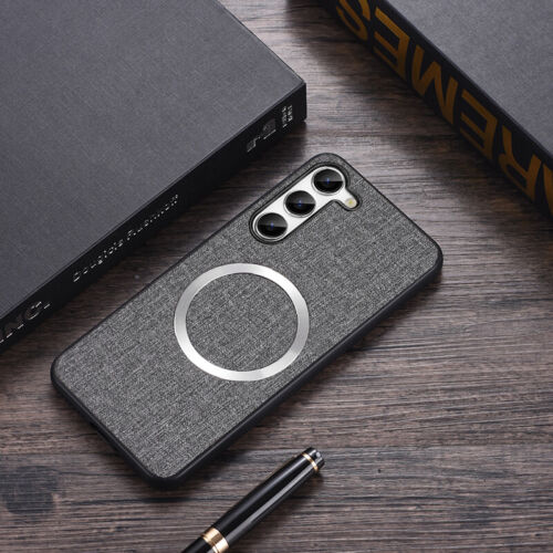 For Samsung S24 Ultra S23 S21 Case Mag safe Matte Cloth Leather Shockproof Cover - Picture 6 of 31