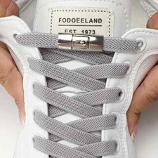Elastische Schnürsenkel Schuh flach ohne zu binden mit Schnellverschluss Grau