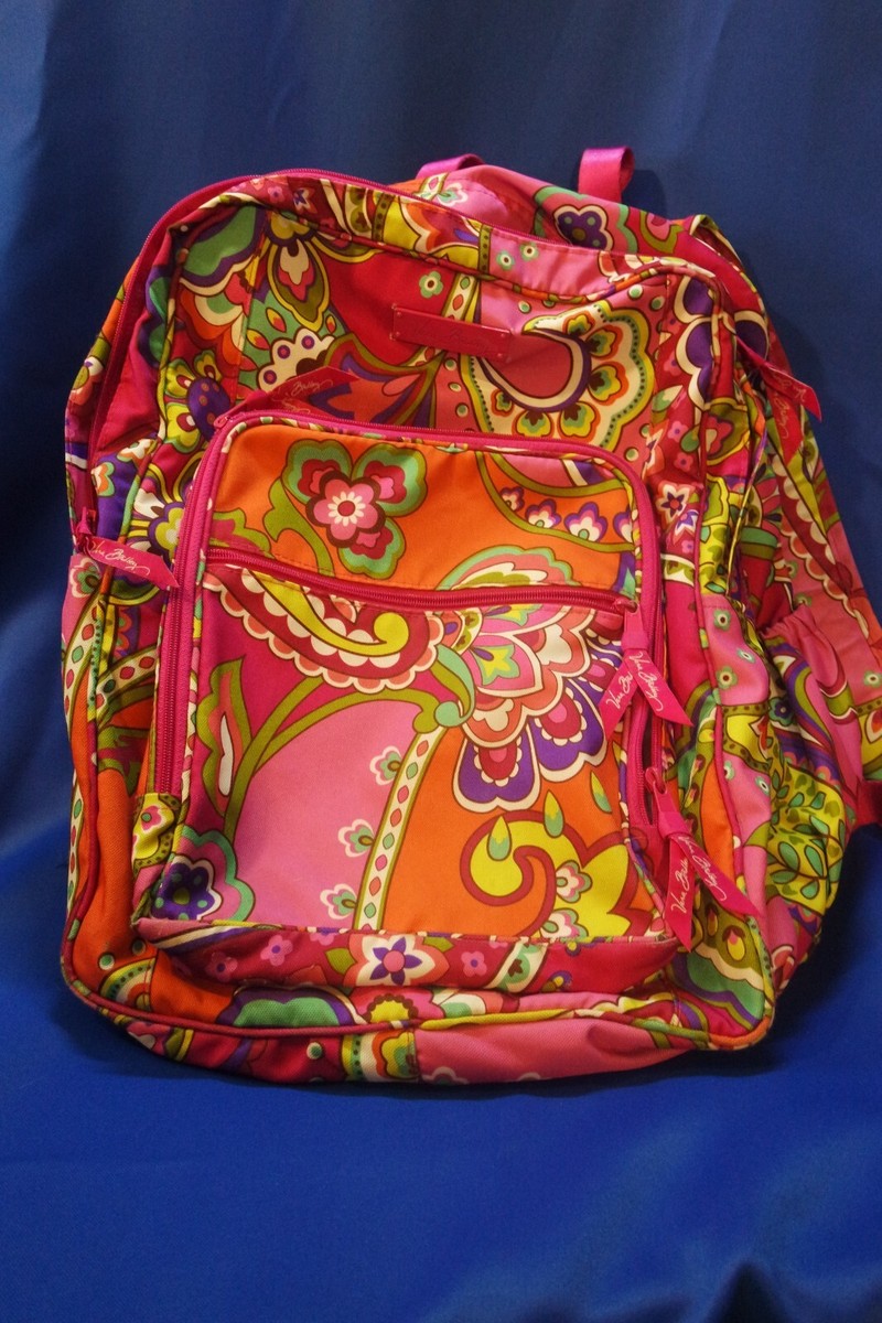 Vera Bradley Lighten Up Large Backpack Pink Swirls Pattern 12” x 17” Paisley