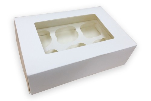 Windowed White Cupcake Box 2, 4, 6 & 12 Hold With Removable Trays (3" inch Deep) - Picture 2 of 10