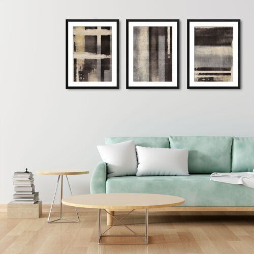 Moderner neutraler abstrakter Wandkunstdruck mit gerader Kante Bild 1 oder 3er Set - Bild 3 von 11