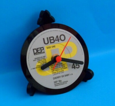 UB40 CLOCK Desk Side Table Top Upcycled Vinyl Record Hit Single CLOCK Size 4'' .