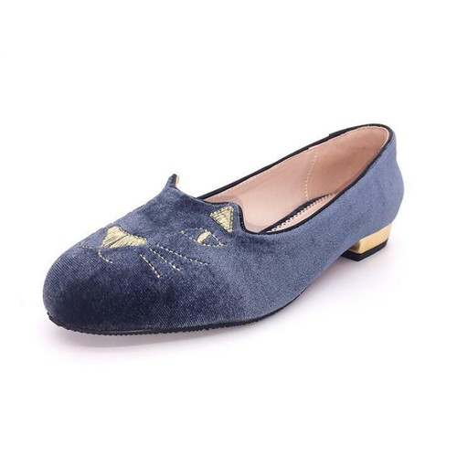 Hot Women Olympia Cat Velvet Flats Loafers Charlotte Shoes Black Gold HeelsWEN99 - Picture 7 of 10